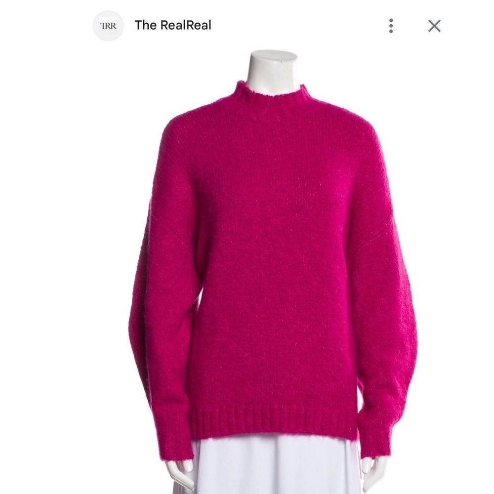 PISTOLA Revolve Carlen Mock Neck Sweater Fuchsia Over Sized Sz S Alpaca Wool $74